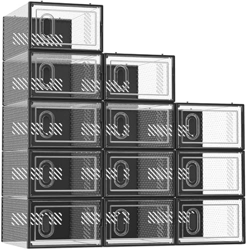SIMPDIY Clear Shoe Storage Boxes, Stackable Shoe Organizer for Closet by DecorateYourHome