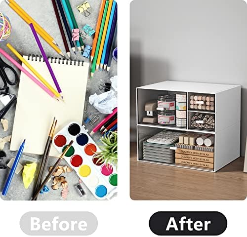Desk Organizer Stackable Storage Drawers with 3 Compartments Stackable Drawers Great for Desk Storage, Makeup Storage Bathroom Organization Accessories Etc (White) - Image 4