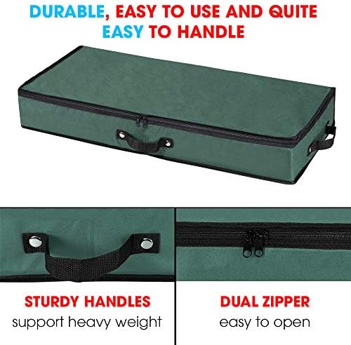Wrapping Paper Storage Container | Under Bed Gift Wrap Organizer for 30 Inch Rolls | 31”x13.5”x4.5” | 600D Oxford Material | Box Holder with Pockets for Ribbon, Bows, and Accessories (Green) - Image 3