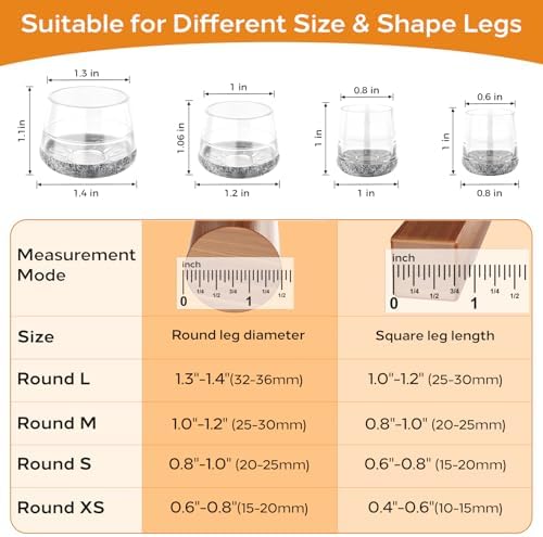 24 PCS Silicone Chair Leg Floor Protectors Small (0.8"-1") Rubber Felt Furniture Pads Chair Legs Caps/Covers for Hardwood Floors, Tile from Scratches & Reduce Noise - Round, Grey - Image 2
