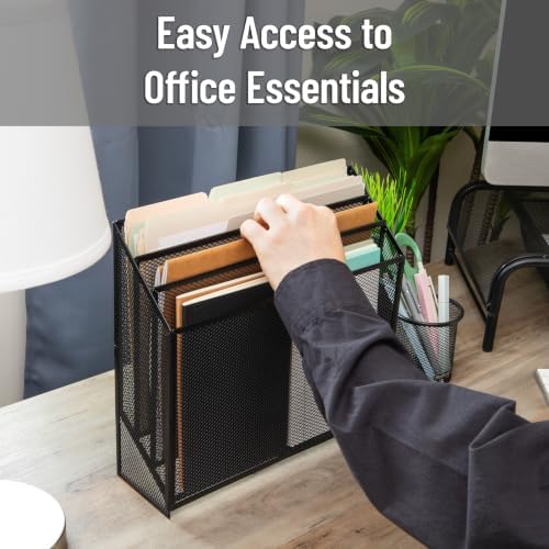 Mind Reader Vertical File Storage, Desktop Organizer, Workspace, Office, Metal Mesh, 12.5"L x 3.75"W x 11.5"H, Black - Image 6