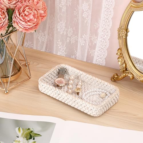 BTSKY Small Remote Basket for Coffee Table Entryway Living Room, Rattan - Image 7