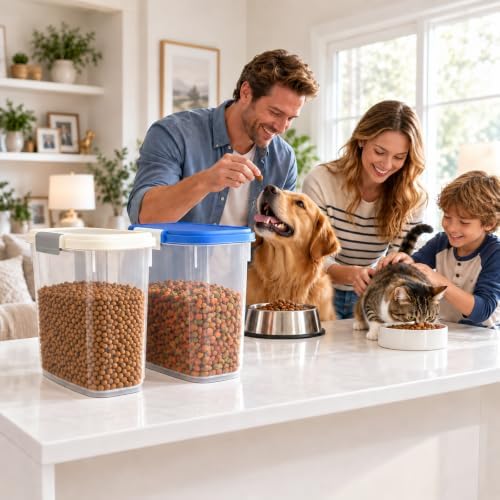 Airtight Dog Cat Pet Food Storage Container 10 Lbs, Slim Tall Dry Food Bin - Image 2