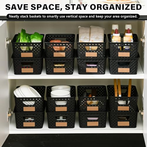 10 Pack Small Plastic Storage Bins with Lids, Stackable Plastic Storage Baskets for Organizing with Handles, Organizer Bins with Labels for Room, Craft, Containers for Pantry Organizers and Storage - Image 5