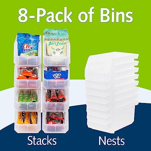 ReadySpace Medium Stackable Plastic Storage Bins, 8-Pack, Clear - Image 2
