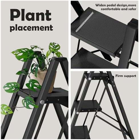 Taranta 4 Step Stool Foldable,Aluminum Step Ladder-Black - Image 2
