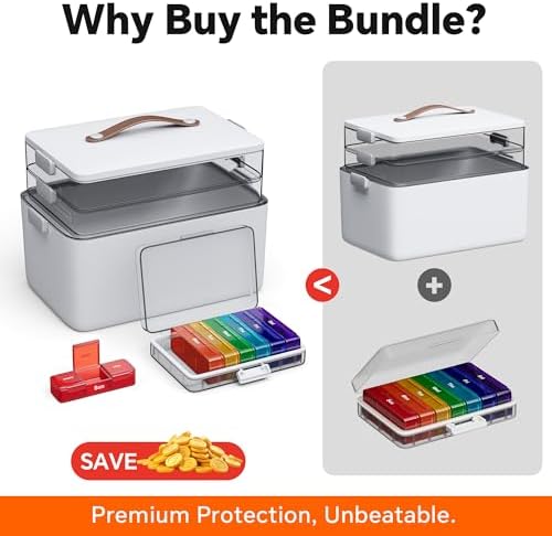 CTIME 3-Tier Medicine Organizer with Leather Portable Pill Case - Image 4