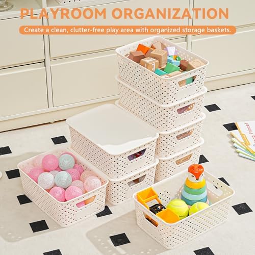 20 Pack Small Plastic Storage Bins with Lids, Stackable Plastic Storage Baskets for Organizing with Handles, Organizer Bins with Labels for Room, Craft, Containers for Pantry Organizers and Storage - Image 6