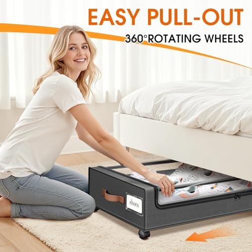 Under Bed Storage with Wheels 2Pack Storage Containers with Clear Window - Image 4