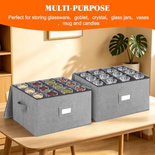 Stemware Storage Cases, Wine Glass Storage Box Containers with Dividers - Image 3