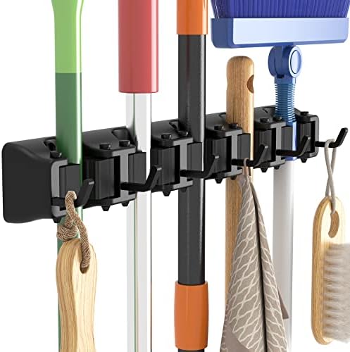 Lifewit Mop and Broom Holder Organizer Wall Hanging Mount, Black, 1 Pack by Lifewit