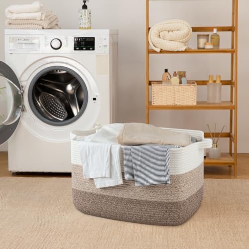 65L Large Woven Blanket Basket for Living Room, 19.7"x15.7"x11.8" - Image 7