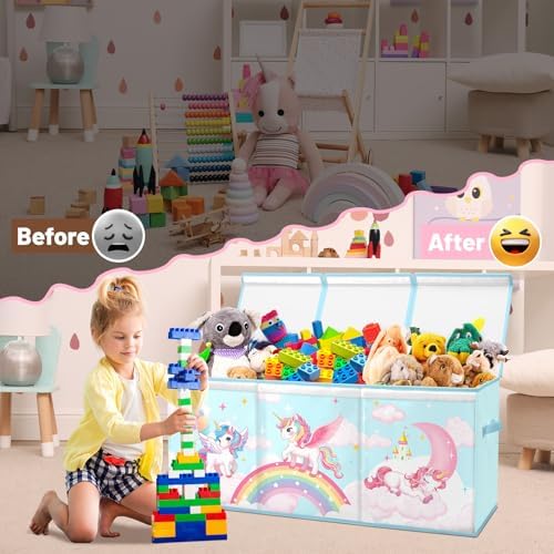 Toy Storage Box with Lids Extra Large Collapsible Toy Box Chest for Kids - Image 4