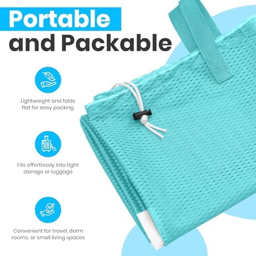 Handy Laundry Mesh XL Laundry Bag 24"x36" 2-Pack with Shoulder Strap, Teal - Image 4