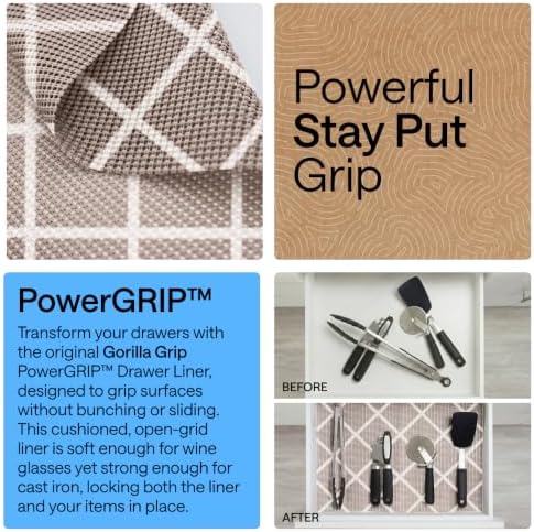 GORILLA GRIP powerGRIP Drawer Shelf and Cabinet Liner, 17.5"x30', Beige - Image 3