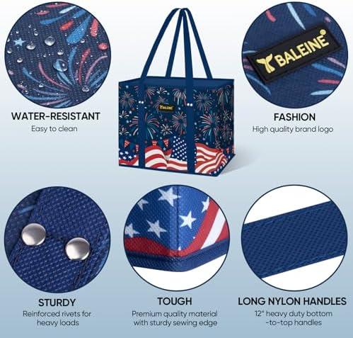 BALEINE 6PK Reusable Grocery Bags, Heavy Duty Shopping Tote Bag - Image 4