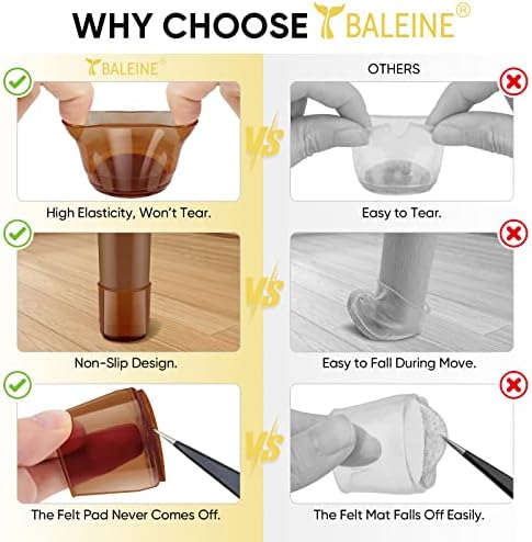 BALEINE 32PCS Silicone Chair Leg Floor Protectors for Hardwood Floors - Image 3