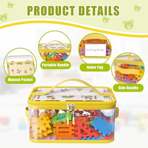 8 Pack Large Clear Toy Storage Bags with Labels, Handles, Zippers, L+XL - Image 3