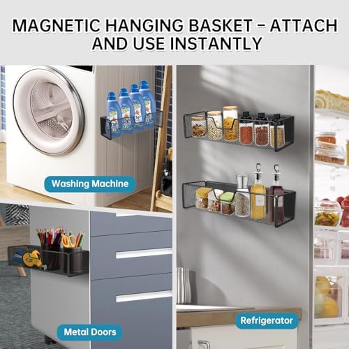 Magnetic Basket Organizer Holder for Fridge Magnetic Shelf Magnetic Storage Bin Box Containers for Refrigerator Whiteboard Classroom Magnetic Organizer - Image 6