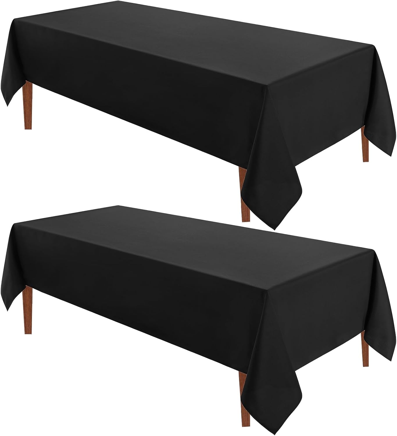 VidaFete Tablecloth 60 * 120inch 2pack Rectangle Table Cloth Polyester, Stain Wrinkle Resistant Dining Table Cover for Kitchen Dinning Party Wedding Rectangular Tabletop Buffet Decoration (Black)