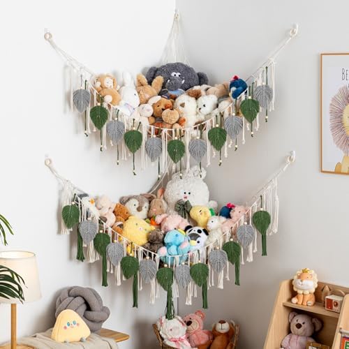 Pretty Jolly Stuffed Animal Hammock with Leaf Beads and Tassels - Image 4