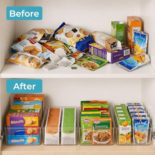 UFORU 10 Pack Clear Plastic Pantry Organizers and Storage with Handles - Image 2