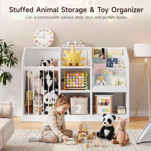 ONBRILL Toy Organizer with Bookshelf & Stuffed Animal Storage, White - Image 4