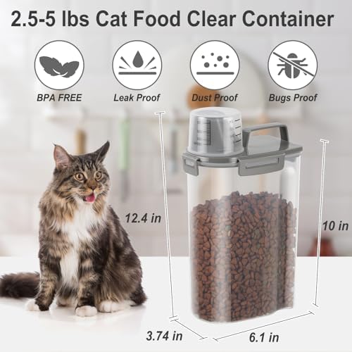 Dog Cat Food Storage Container with Cup (Dark Olive, 2.5L (2 pack)) - Image 2