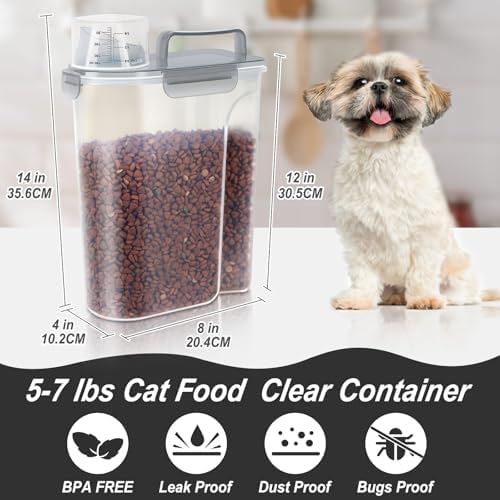 LEAWALK Cat Dog Pet Food Storage Container 5-7Lbs BPA-free (Clear Grey, 5L-1pack) - Image 3