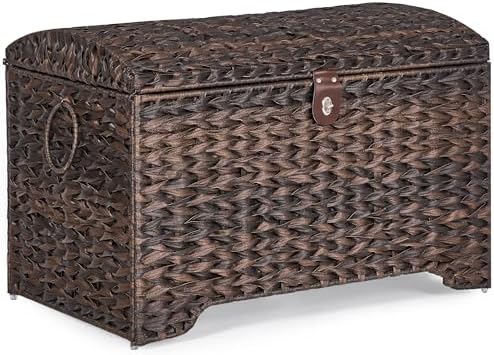 178L Handwoven Wicker Storage Basket with Lid, Large Storage Trunk by Honjourai