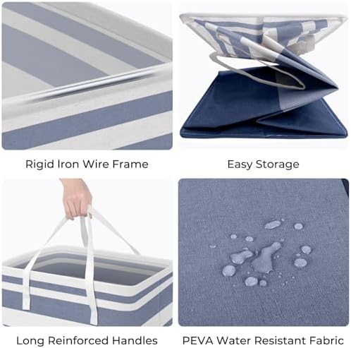 HomeHacks 2 Pack Large Laundry Baskets, Laundry Hampers Bags (Blue 100Lx2) - Image 2