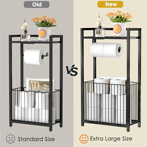 Freestanding Toilet Paper Holder with Storage Shelf - Larger Size - Image 4