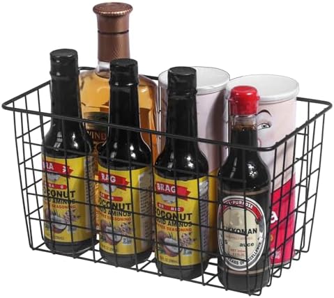 4 Pack【Extra Large】Hanging Kitchen Basket,Wire Storage Basket,with Traceless Tape and 3M High-Strength Plastic Hooks,no Drilling,for Cabinet Storage,Kitchen,Bathroom,Storage Room,large capacity - Image 4