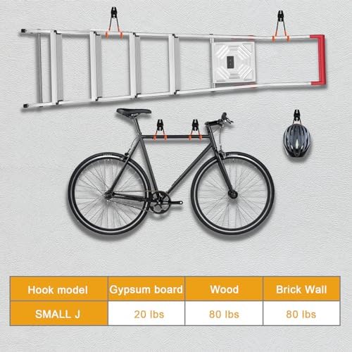 KURUI Heavy Duty Garage Hooks for Hanging, 2 Pack Metal Garage Organization Hooks, Garage Storage Hooks for Ladder Extension Cord Cable, Wall Mount Small Utility Hooks, Garden Tool Organizer/Hanger - Image 6
