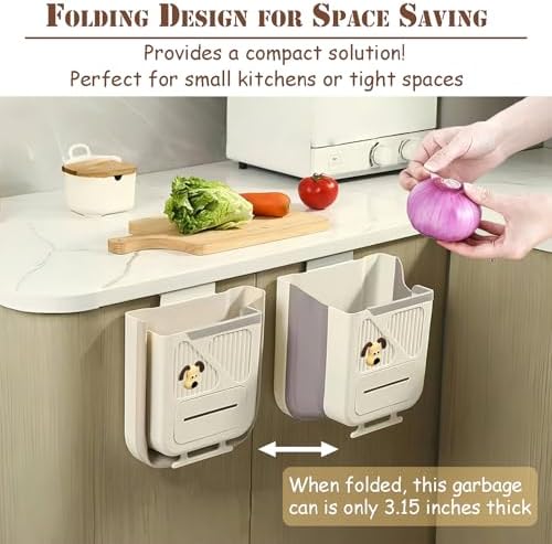 Collapsible Hanging Trash Can for Kitchen Cabinet Door, 2.64 Gallon - Image 3