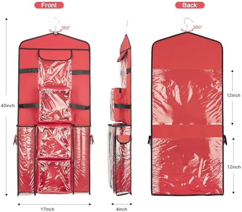 EXLIFBAG Wrapping Paper Storage, Double-Sided Hanging Storage, Red - Image 2