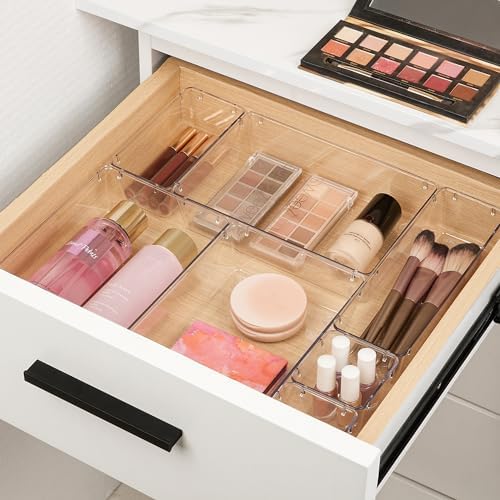 Vtopmart 10 Pack Clear Drawer Organizer Bins, 4 Sizes Makeup Storage Trays - Image 2