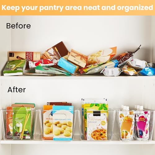 YIHONG 16 Pack Clear Pantry Organizer Bins,Plastic Storage Containers with Handle for Kitchen,Freezer,Cabinet,Closet,Bathroom Under Sink Organization - Image 6