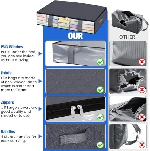 TasticTotes 4 Pack Under Bed Storage Containers, 90L Blanket Storage Bags - Image 6