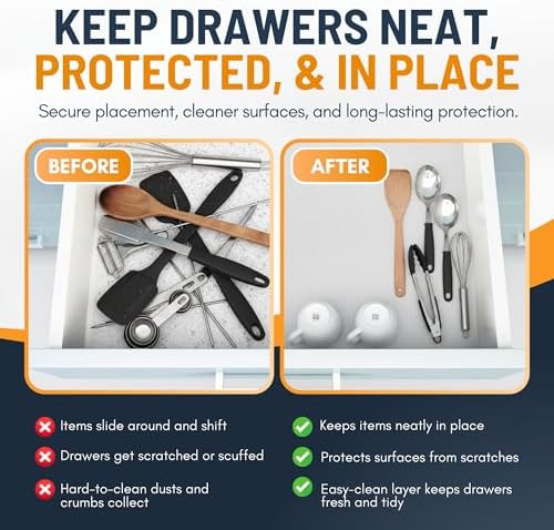 Shelf Liner Drawer Liner for Kitchen Cabinets Non-Adhesive by Linda’s Essentials (17.7 x 240 Inches) - Non-Slip Easy Clean Kitchen Cabinet and Cupboard Protector, Waterproof Mat, Clear Roll - Image 5