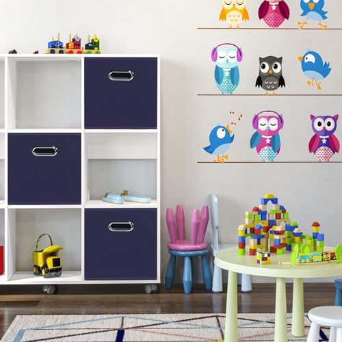 Black Foldable Storage Cubes Bins, Fabric Storage Box Cubes Organizer Baskets with Dual Handles for Home Organizer,Set of 3,(Navy Blue) - Image 5