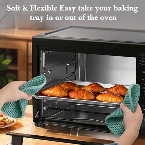 4 Pack Silicone Trivets for Hot Dishes, Dark Green Silicone Hot Pads Trivet for Hot Pots and Pans, 4 PCS Heat Resistant Silicone Mats Pot Holders for Kitchen Counter, Large Coasters & Jar Opener - Image 3