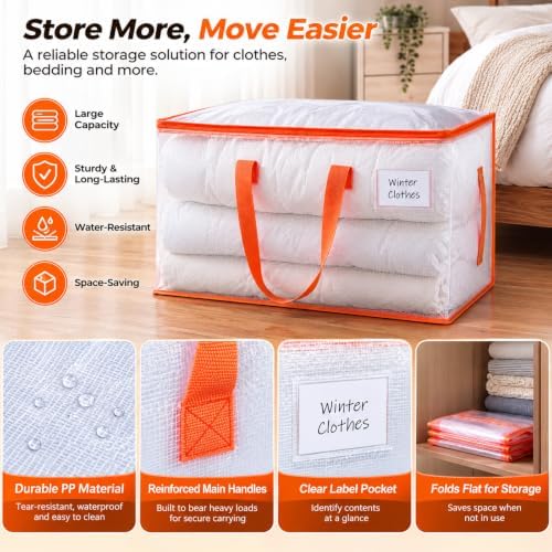 KYODOLED 2-Pack Clear Moving Bags Heavy Duty Extra Large, Storage Totes - Image 4