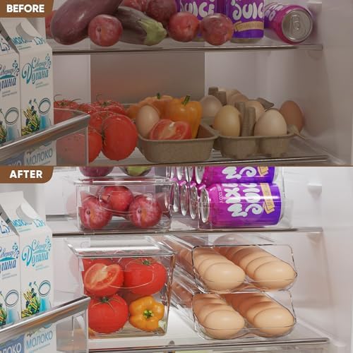 theaoo Egg Holder for Fridge, Automatic Rolling Egg Container, Clear, 1Pack - Image 6