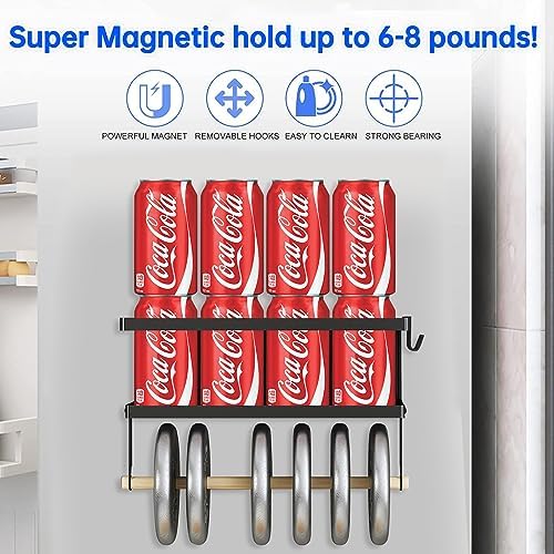 Magnetic Spice Rack for Refrigerator Magnetic Paper Towel Holder for Fridge Magnetic Shelf Magnetic Shelves 2 Hooks Fridge Magnet Organizer Spice Rack Seasoning Organizer Kitchen Storage - Image 6