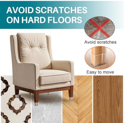 Ansible 24 Pcs Chair Leg Floor Protectors Square - Image 2