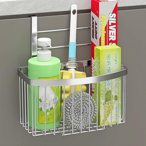 304 stainless steel Storage Basket, Wall Mounted Kitchen Bathroom, Hanging Cabinet Door Storage Basket, no Drilling, Strong Bearing, Suitable for Home - Image 4