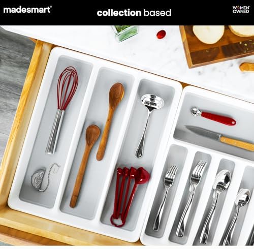 madesmart Classic Utensil Tray, White, 3 Compartment (Pack of 6) - Image 3