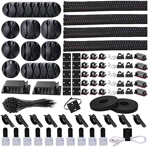 Cord Management Organizer Kit 4 Cable Sleeve split 192PCS Cable Management by NNOROCME