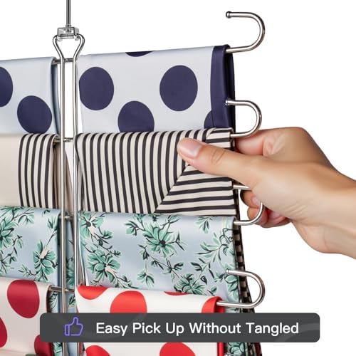 Scarf Hanger 2 Pack Scarf Hangers for Closet Organizer,6 Tiers Metal Space Saving Hanger with 360 Degree Hook,Mult Function Closet Organization for Scarves,Tank Top,Leggings - Image 2